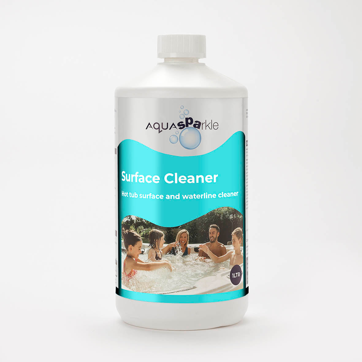Aquasparkle surface cleaner bottle on a white background